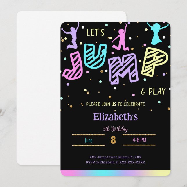 Black Jump Birthday Invitation (Front/Back)
