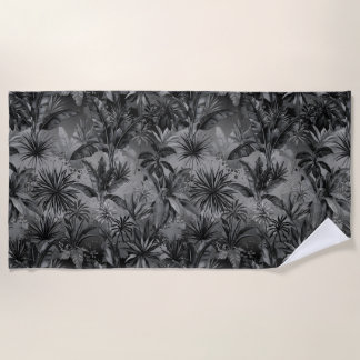 Black jungle beach towel