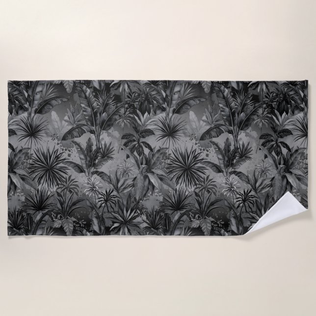 Black jungle beach towel (Front)