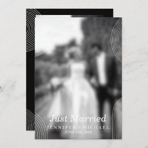 Black Just Married Geometric Simple Wedding Photo Invitation