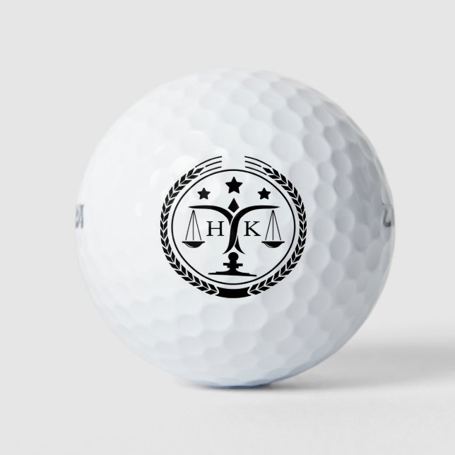 Black Justice Logo Monogram Golf Balls (Front)