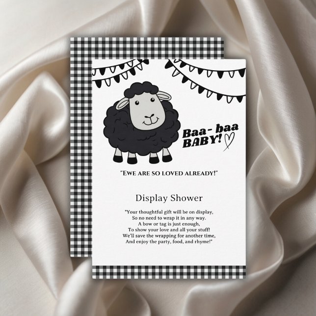 Black Kawaii Little Lamb Baby Shower Enclosure Card (Creator Uploaded)