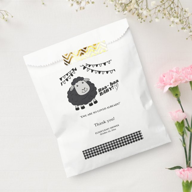 Black Kawaii Little Lamb Baby Shower Favour Bags (Sealed)