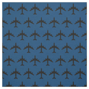 Black KC-135 Refueling Jet Aeroplane on Blue Fabri Fabric