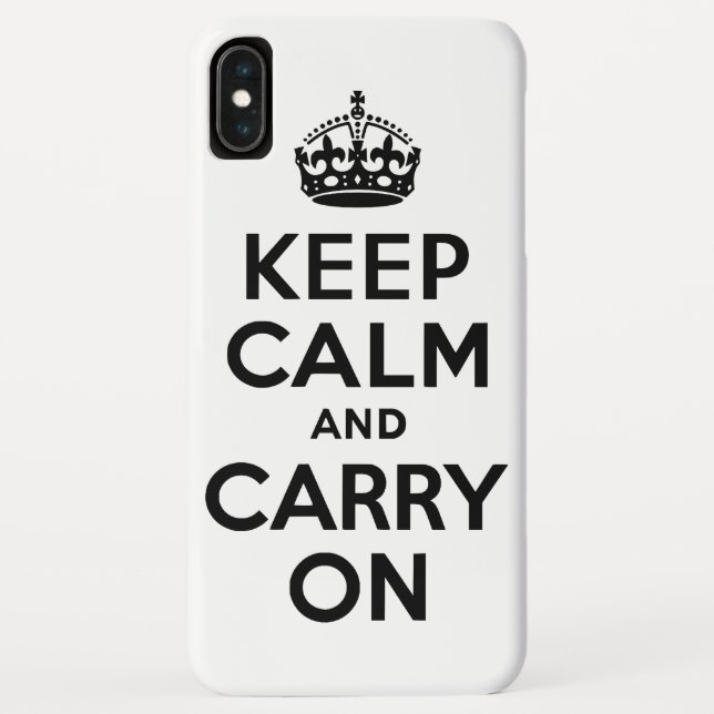 Black Keep Calm and Carry On Case-Mate Case (Back)