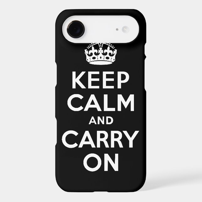 Black Keep Calm and Carry On Case-Mate Case (Back)