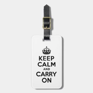 Black Keep Calm and Carry On Luggage Tag