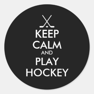 Black keep calm and play hockey stickers