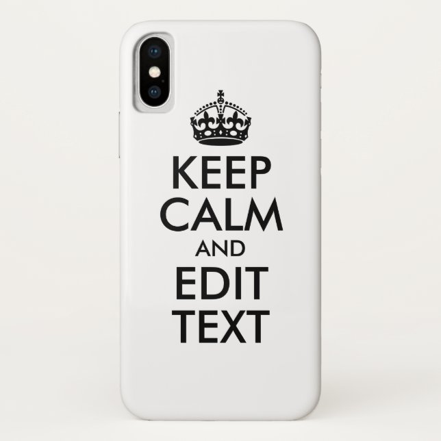 Black Keep Calm and Your Text Case-Mate iPhone Case (Back)
