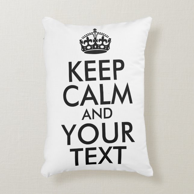 Black Keep Calm and Your Text Decorative Cushion (Front(Vertical))