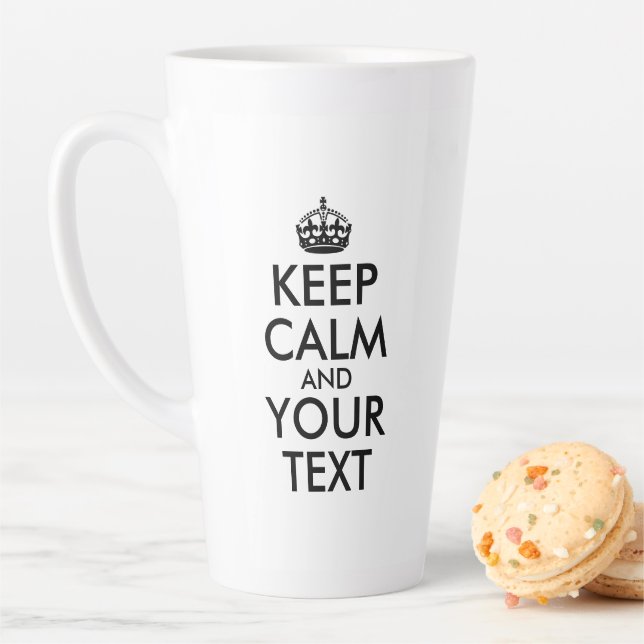 Black Keep Calm and Your Text Latte Mug (In Situ)