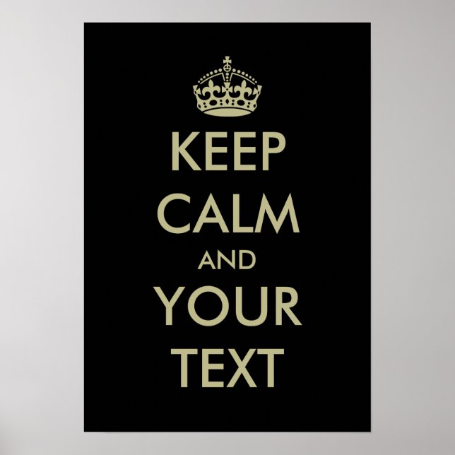 Black keep calm poster template | Customisable (Front)