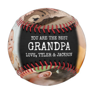 Black Keepsake 4 Photo Collage for Grandpa Baseball