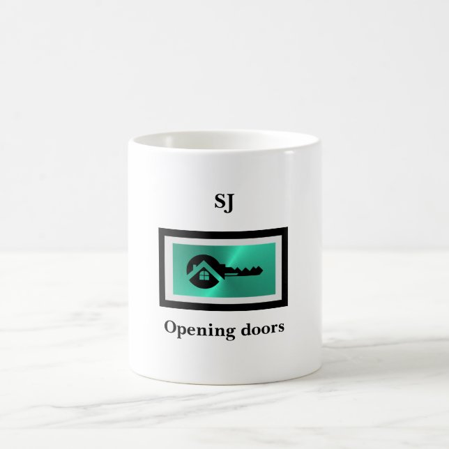 Black Key and Turquoise Real Estate Business Mug (Center)