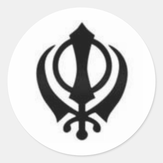 Black Khanda Classic Round Sticker (Front)