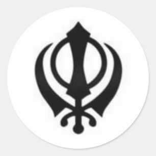 Black Khanda Classic Round Sticker