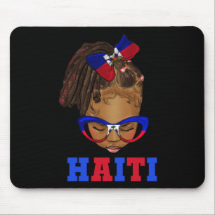 Black Kid Afro Messy Bun Haitian Girl Haiti Indepe Mouse Mat