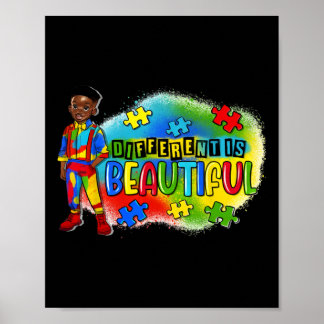 Black Kid Autism Different Is Beautiful Autism Awa Poster