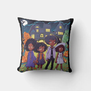 Black Kids Stumble On A Haunted Town Halloween Cushion