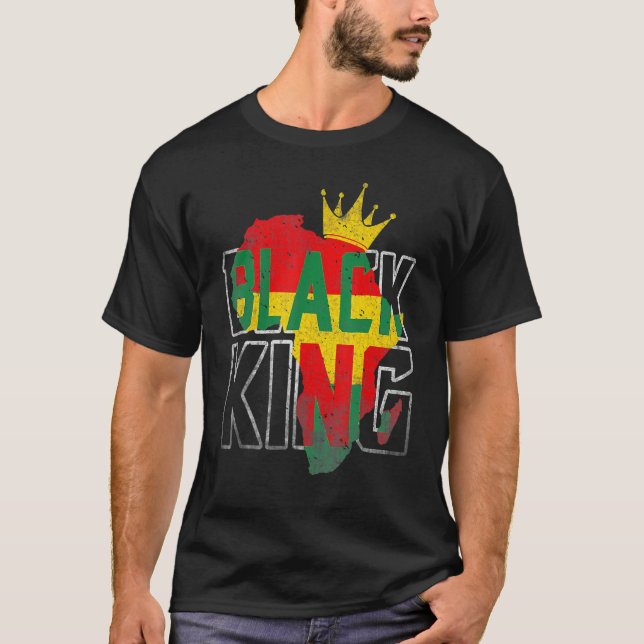 Black King Africa Map Black History Month Africa P T-Shirt (Front)