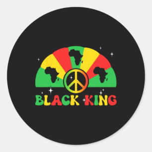 Black King African American Juneteenth 1865 Black Classic Round Sticker