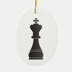 Black king chess piece ceramic tree decoration
