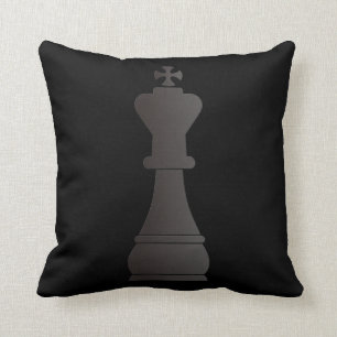 Black king chess piece cushion
