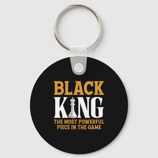 Black King Chess Player Chess Board Chess History  Key Ring (Front)