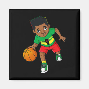 Black King Dribbling A Bysketbyll Brown Skin Boys  Magnet