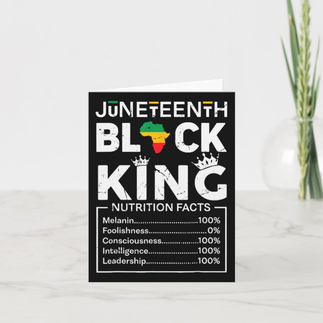 Black King Juneteenth 1865 Independence Day Black  Card (Front)