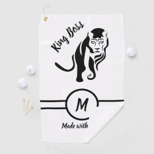 Black King Lion Leo Golf Towel