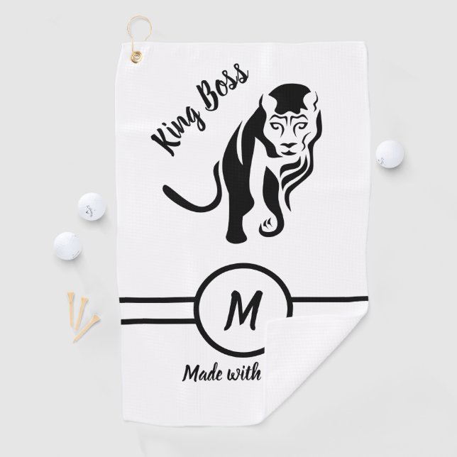 Black King Lion Leo Golf Towel (InSitu)