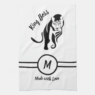 Black King Lion Leo Tea Towel