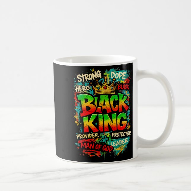 Black King Man Of God Strong Leader Melanin Black  Coffee Mug (Right)