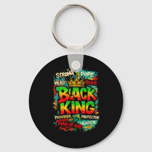 Black King Man Of God Strong Leader Melanin Black  Key Ring