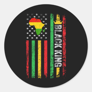 Black King Melanin African American Flag Black His Classic Round Sticker