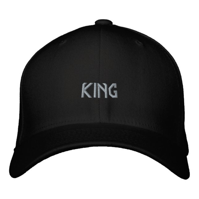 Black KING Name Printed Flexfit Wool Trucker Fit  Embroidered Hat (Front)
