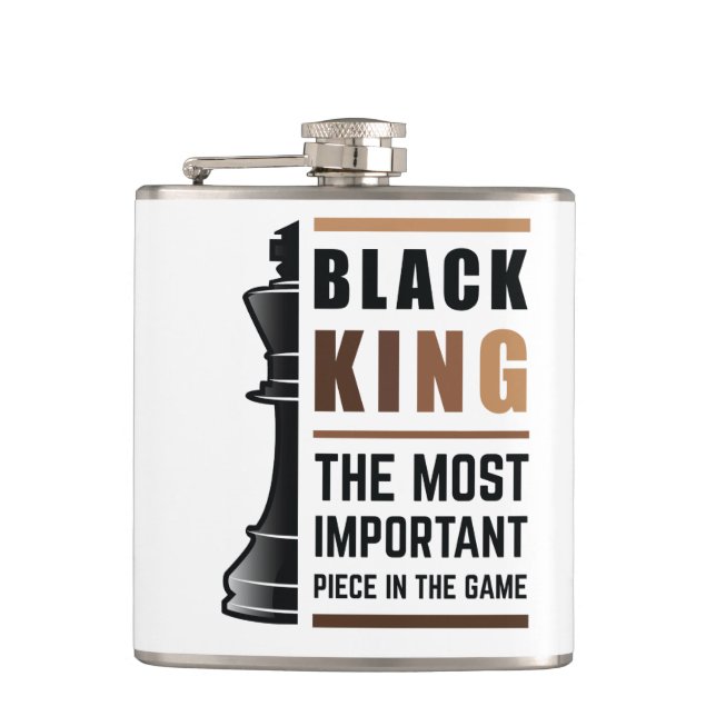Black King The Most Important Piece In The Game 2 Hip Flask (Front)