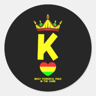 Black King The Most Powerful Piece In The Game Jun Classic Round Sticker