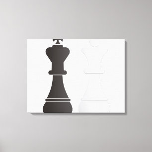 Black king white queen chess pieces canvas print