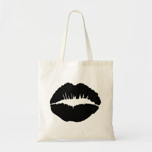 Black Kissy Lips Tote Bag