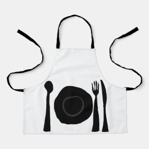Black Kitchen Utensils Art Apron