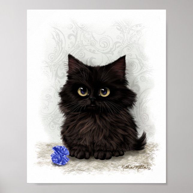 Black Kitten Cartoon Poster (Front)