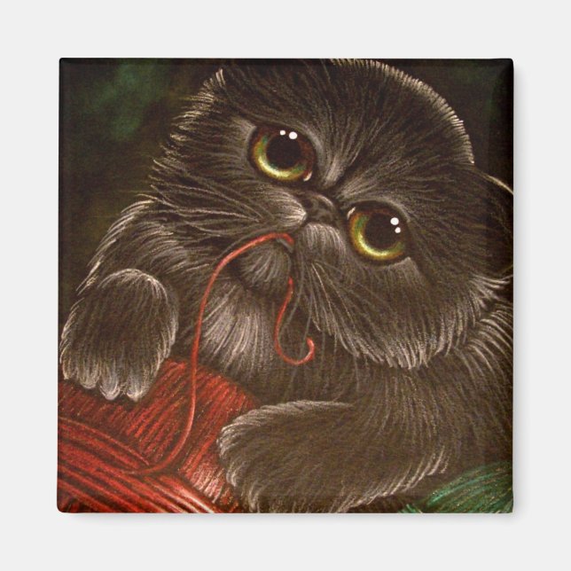 BLACK KITTEN CAT HOLIDAY Magnet (Front)