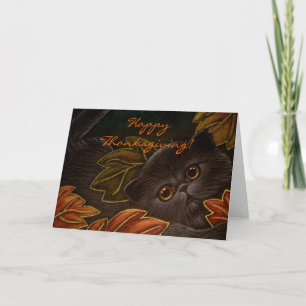 BLACK KITTEN CAT THANKSGIVING Card