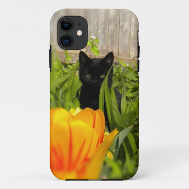 Black Kitten in the Garden iPhone 5 Case (Back)