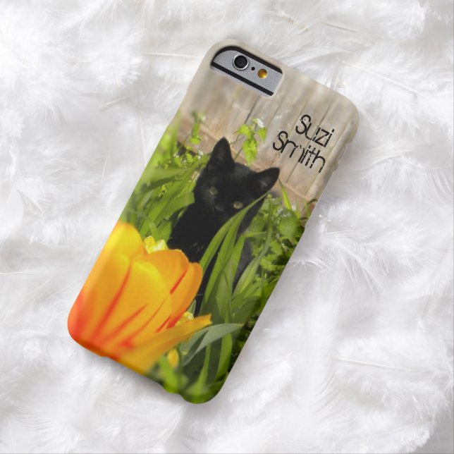 Black Kitten in the Garden iPhone 6 Case (In Situ)