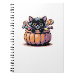 Black Kitten in Treat Bucket Classic T-Shirt Notebook
