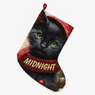 Black Kitten Large Christmas Stocking