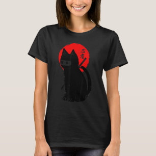 Black Kitten Ninja Cat Kitty Japanese Samurai Cat T-Shirt